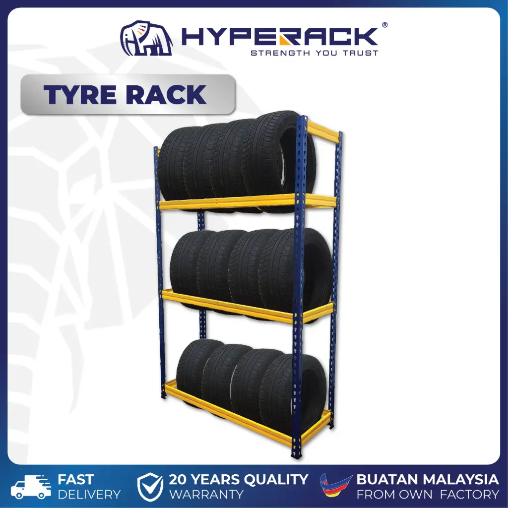 HYPERACK ™️ Tire Rack Rim 15 Workshop Garage Tyre Storage Boltless Rack H180cm x D45cm x L120cm
