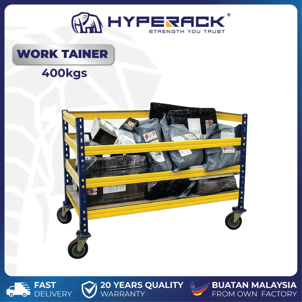 HYPERACK ™️ 400KG Work Tainer Trolley Wagon Tool Cart Metal Rack