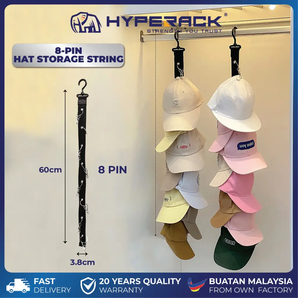HYPERACK ™️ 8 Clips Cap Hanging Hook Hat Storage Organizer Door Hanger