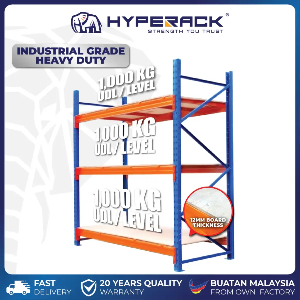 HYPERACK ™️ 1000KG Heavy Duty Industrial Grade 3 Levels Boltless Rack