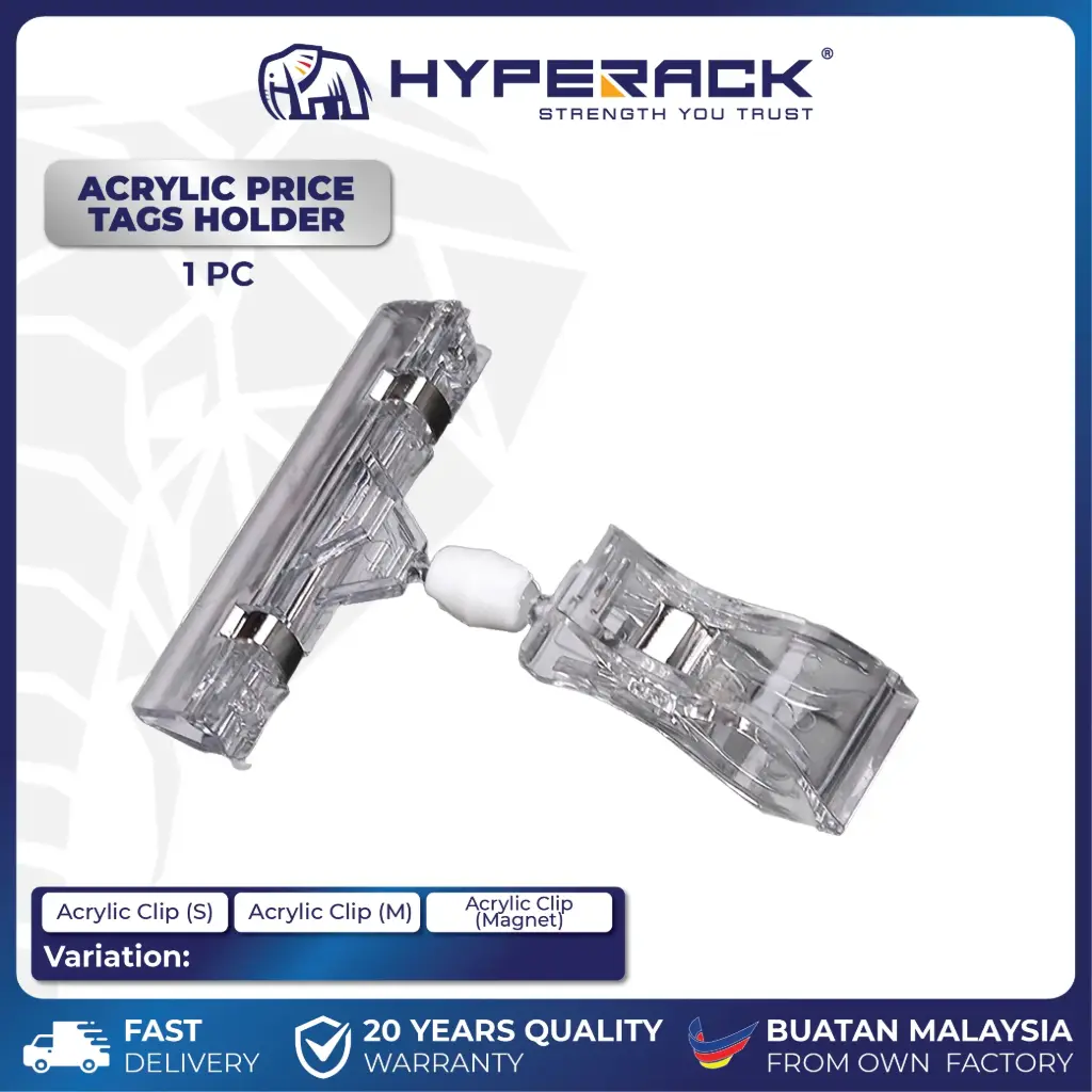 HYPERACK ™️ Clear Rotatable Pop Sign Card Display Acrylic Clip Price Tags Holder