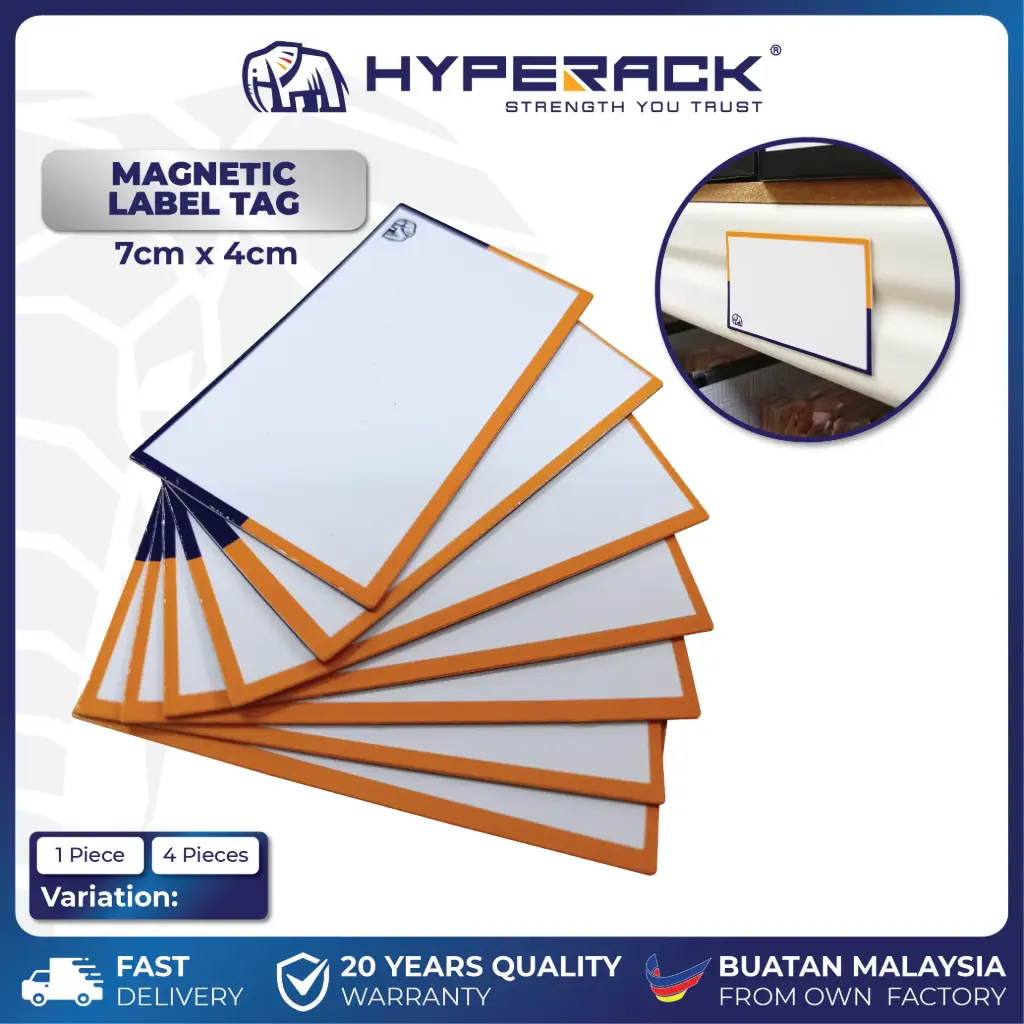 HYPERACK ™️ Magnetic Label Tag Reusable Strong Magnet Card Rak Besi Fridge