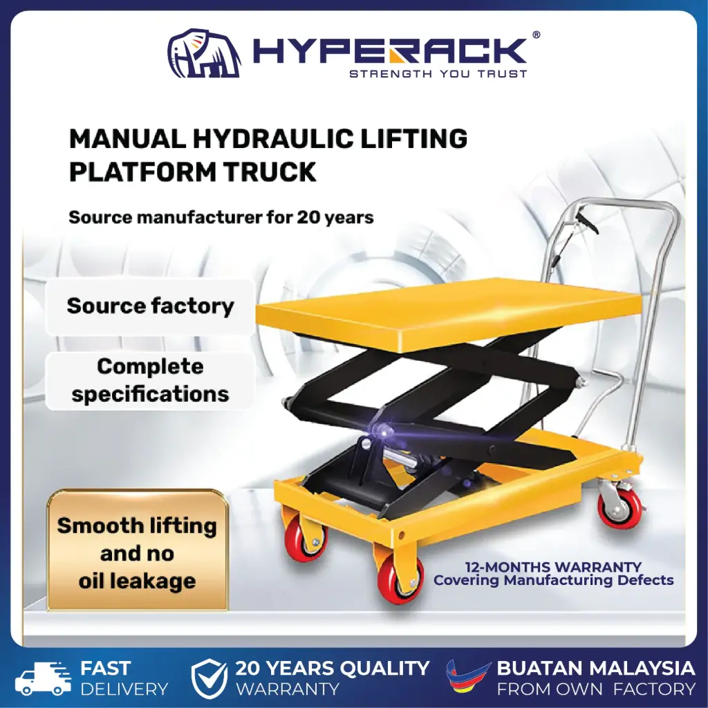HYPERACK ™️ Manual Hydraulic Lifting Platform Trolley Lift Table 150kg 350kg 500kg