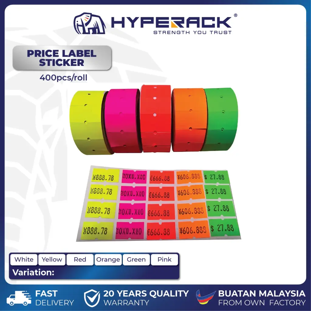 HYPERACK ™️ Price Label Sticker Tag 400 Pcs/Roll Single Roll MX5500
