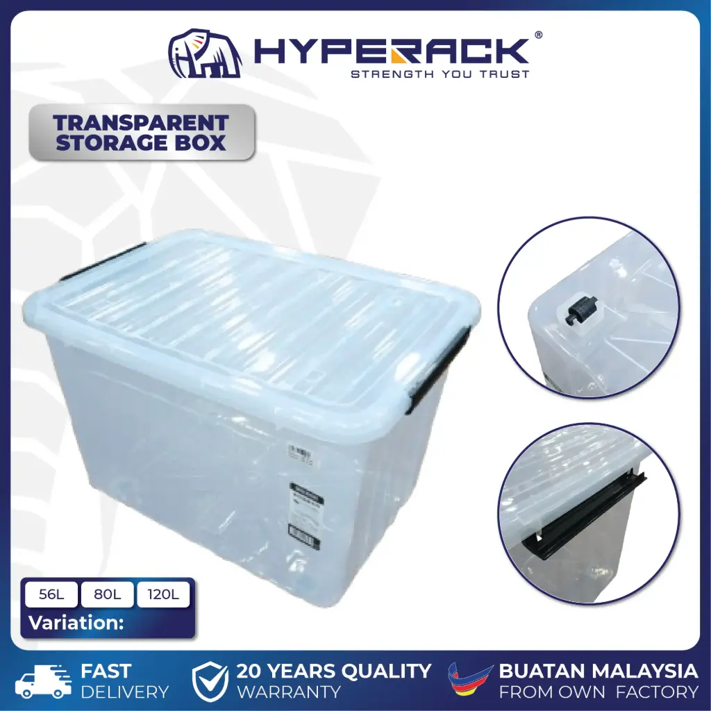 HYPERACK ™️ Storage Box Plastic Transparent Organizer Store Room With Handle Kotak Simpan Barang