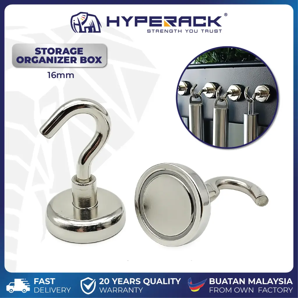 HYPERACK ™️ Strong Magnetic Hook Holder Hanging Storage Home Organizer