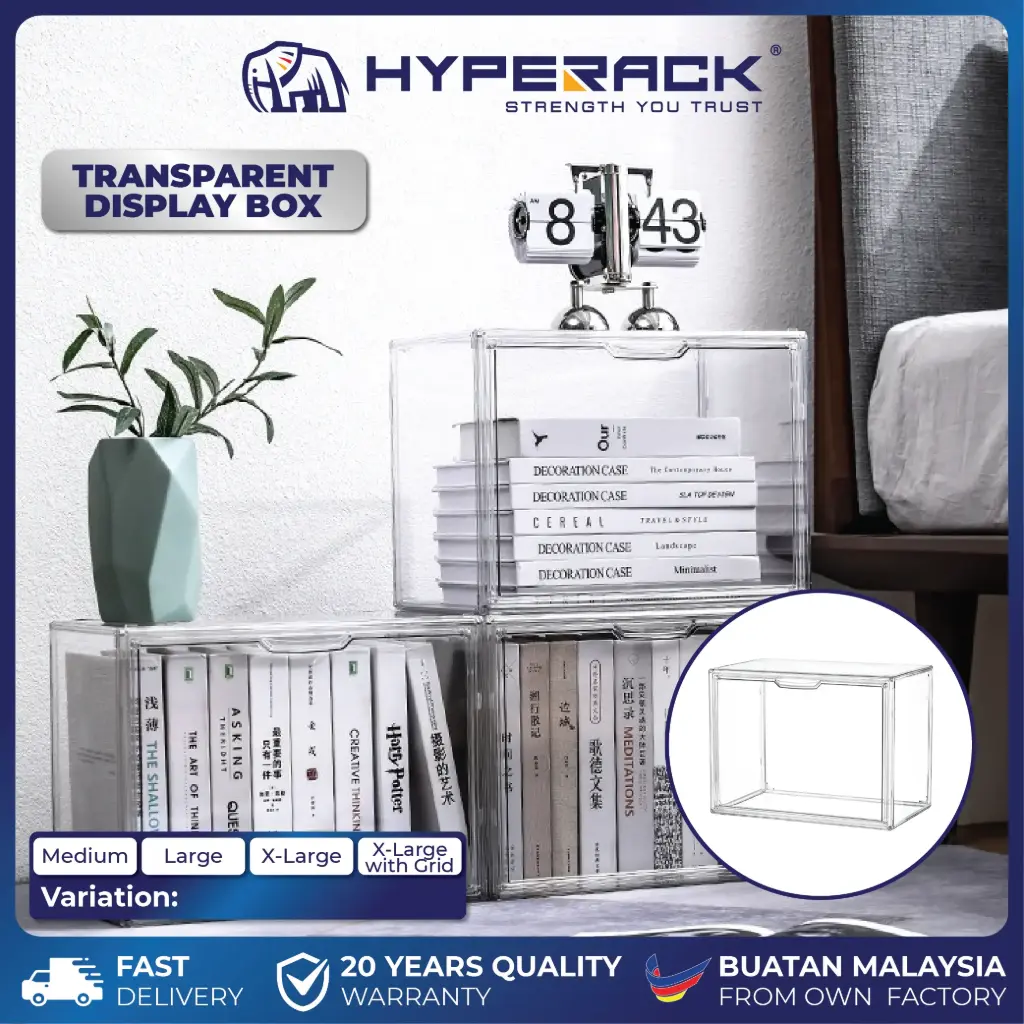 HYPERACK ™️ Transparent Display Box Stackable Storage Organizer