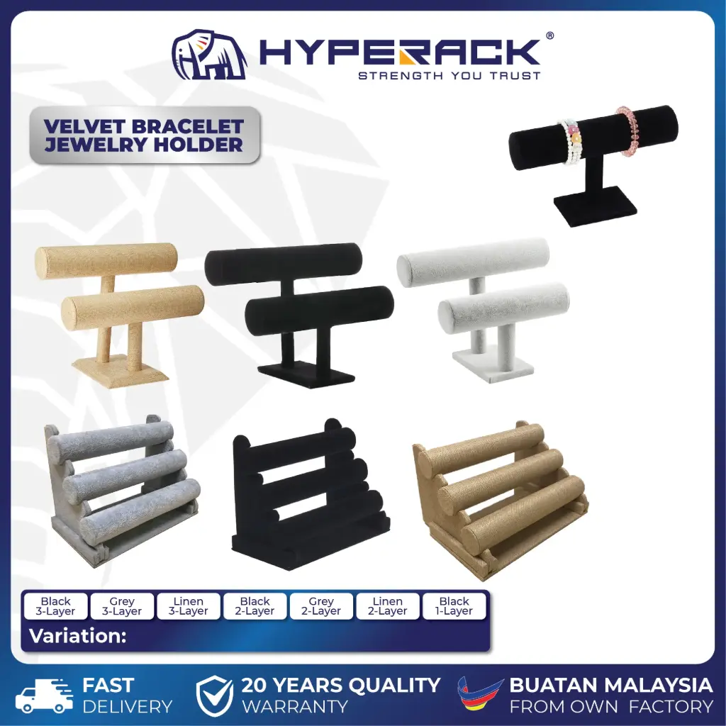 HYPERACK ™️ Velvet Bracelet Chain Watch T-Bar Rack Jewelry Holder Jewelry Display Stand Watch Bangle Bar