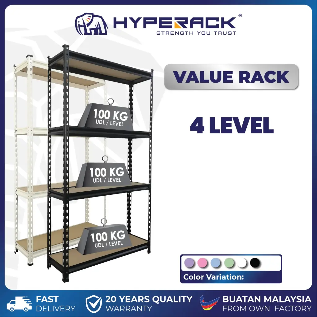 🐘HYPERACK ™️ Value Rack 4 Levels Boltless Kitchen Storage Rack Rak Dapur Bertingkat