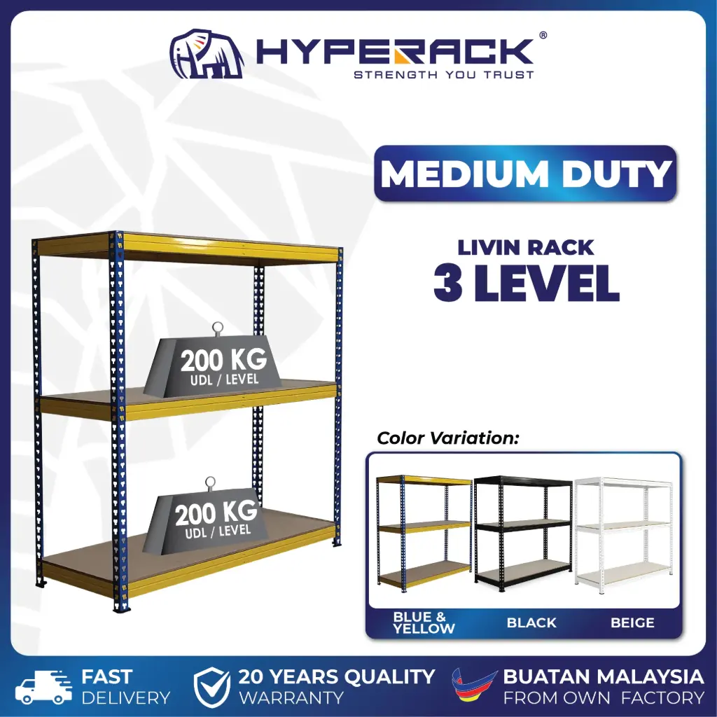 🐘HYPERACK ™️ Livin Rack 3 Levels Medium Duty Rack Rak Besi Bertingkat