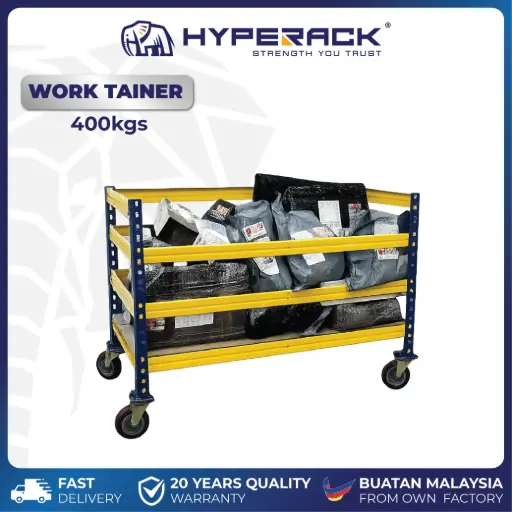 [W-BRWTR] HYPERACK ™️ 400KG Work Tainer Trolley Wagon Tool Cart Metal Rack