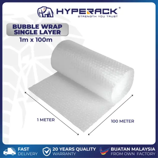 [W-BW100M] HYPERACK ™️ Bubble Wrap Single Layer 1m x 100meter (Clear)