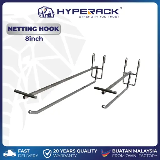 [W-NHPC8] HYPERACK ™️ Netting Hook 8inch with Price Tag Holder (Chrome)