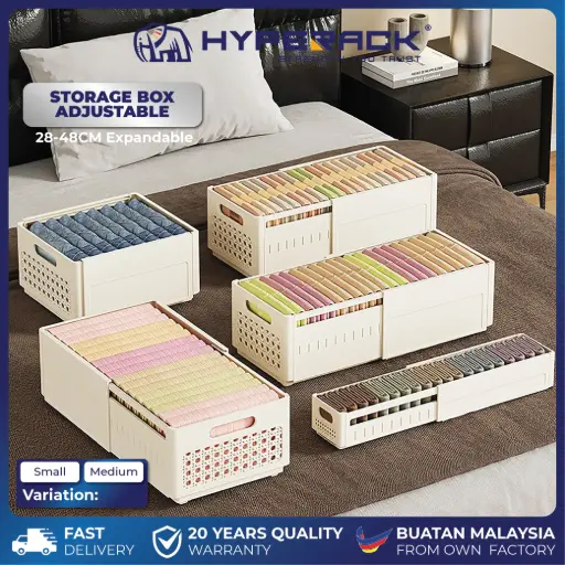 [W-SBAMW] HYPERACK ™️ Storage Box Adjustable 28-48cm Expandable Retractable Cabinet Rack Organizer