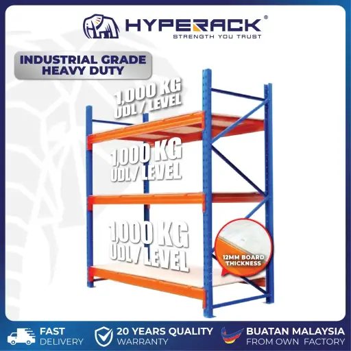 HYPERACK ™️ 1000KG Heavy Duty Industrial Grade 3 Levels Boltless Rack