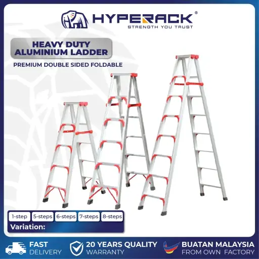HYPERACK ™️ Aluminium Ladder Foldable Double Sided Tangga Lipat
