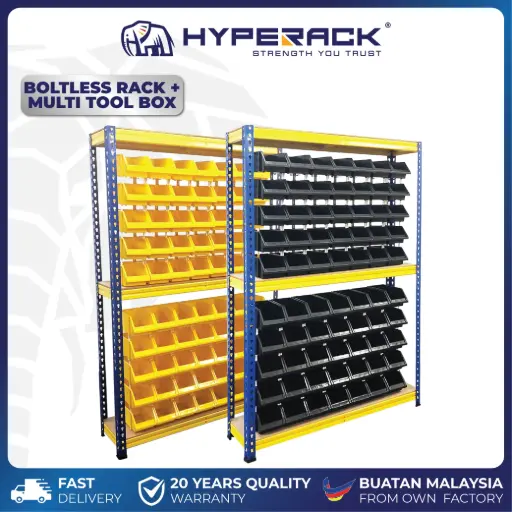 HYPERACK ™️ Boltless Rack Heavy Duty H180cm x D30cm x L120cm + Multi Tool Box