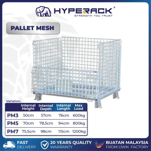 HYPERACK ™️ Pallet Mesh Cages Heavy Duty Max Load 600kg / 800kg / 1200kg Warehouse PM-3 / PM-5 / PM-7