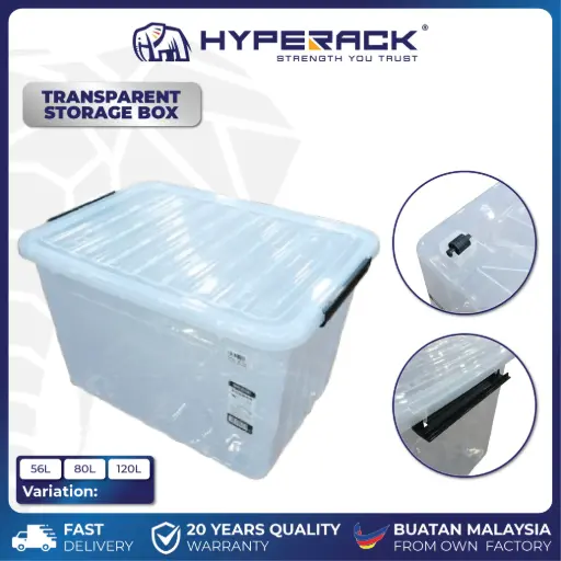 HYPERACK ™️ Storage Box Plastic Transparent Organizer Store Room With Handle Kotak Simpan Barang