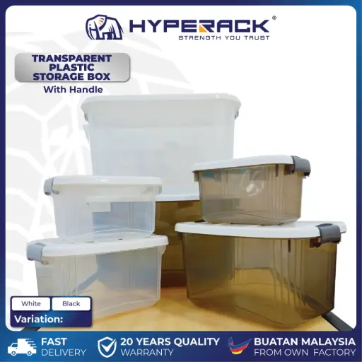 HYPERACK ™️ Transparent Plastic Storage Box with Handle