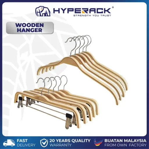 HYPERACK ™️ Wooden Hanger Clothes Penyangkut Baju Kayu