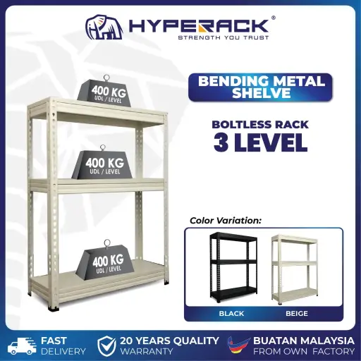 🐘HYPERACK ™️ Bending Metal 3 Levels Boltless Rack Heavy Duty Rack Rak Besi Bertingkat