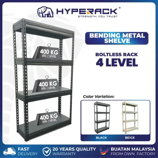 🐘HYPERACK ™️ Bending Metal 4 Levels Boltless Rack Heavy Duty Rack Rak Besi Bertingkat