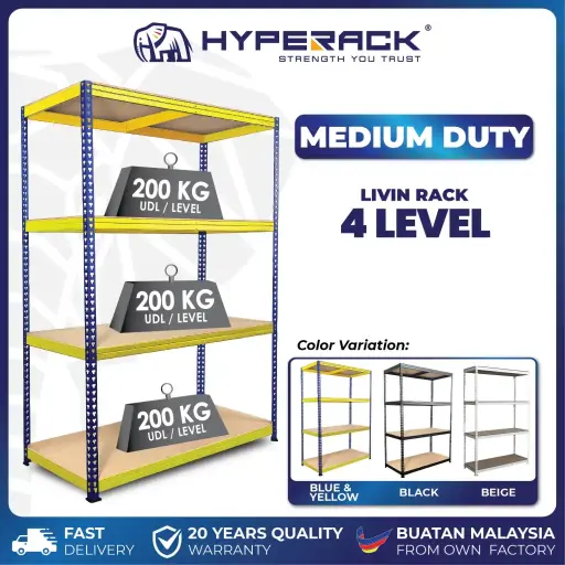 🐘HYPERACK ™️ Livin Rack 4 Levels Medium Duty Rack Rak Besi Bertingkat