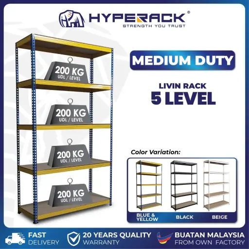 🐘HYPERACK ™️ Livin Rack 5 Levels Medium Duty Rack Rak Besi Bertingkat