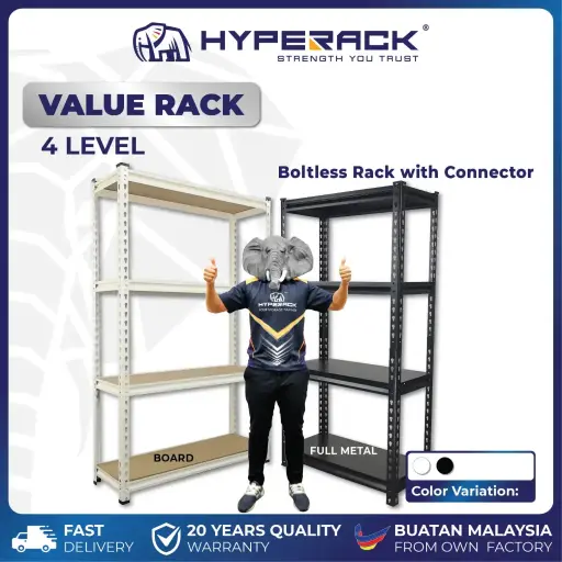 🐘HYPERACK ™️ Value Rack Metal 4 Levels Boltless Kitchen Storage Rack Rak Dapur Bertingkat