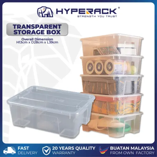 [W-TSB-A-13H] HYPERACK ™️ Transparent Storage Box IKEA Samla Style Organizer box (A Series) Model 13H (H13cm x D28cm x L39cm)