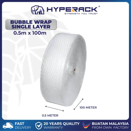 [W-BW0.5x100M] HYPERACK ™️ Bubble Wrap Single Layer 0.5M X 100 METER